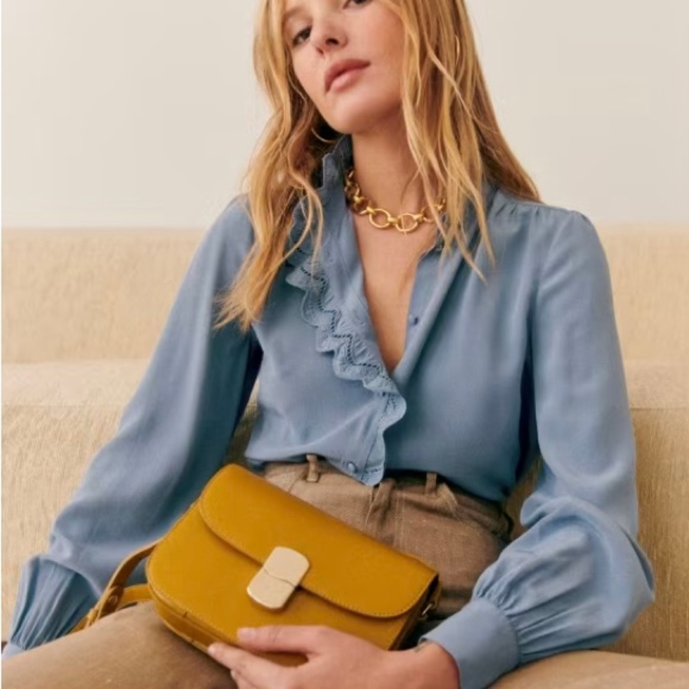 Sezane Chlo Shirt in Vintage Blue